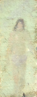 GIUSEPPE URBANI DE GHELTOF (Mestre, 1899 - Venezia, 1982), Gesù, databile attorno alla metà del XX secolo, olio su tela, cm 15,5 x 6,5 (collezione privata – opera non in vendita).