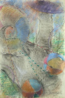 GIUSEPPE URBANI DE GHELTOF (Mestre, 1899 - Venezia, 1982), Composizione surrealista, 1928, pastelli colorati su carta, mm 484 x 332 (collezione privata – opera non in vendita).