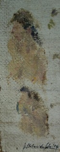 GIUSEPPE URBANI DE GHELTOF (Mestre, 1899 - Venezia, 1982), Due nudi femminili a tutto busto, databile attorno alla metà del XX secolo, olio su tela, cm 19 x 8 (collezione privata – opera non in vendita).