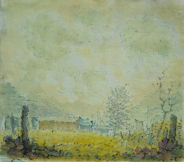 GIUSEPPE URBANI DE GHELTOF (Mestre, 1899 - Venezia, 1982), Paesaggio di montagna, databile attorno alla metà del XX secolo, olio su tela, cm 27 x 33 (collezione privata – opera non in vendita).