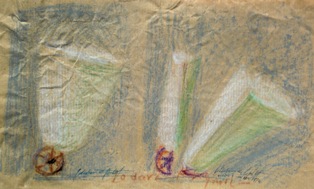 GIUSEPPE URBANI DE GHELTOF (Mestre, 1899 - Venezia, 1982), L’odore del Signore, 1974, pastelli colorati su carta, mm 173 x 278 (collezione privata – opera non in vendita).