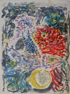 CONSTANTIN KOSTIA TERECHKOVITCH (Mosca, 1902 – Principato di Monaco, 1978), La Treille Muscate, 1962, litografia a colori su carta, mm 370 x 270 (opera non in vendita).