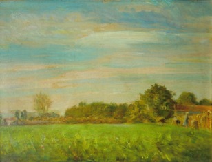 GIULIO ETTORE ERLER (Oderzo, 1876 – Treviso, 1964), Declino d’ottobre, prima metà del XX secolo, olio su tavola, cm 31,5 x 42,5.