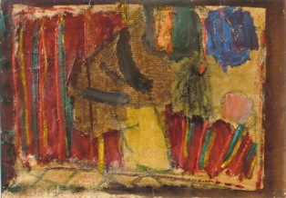 GIORGIO DARIO PAOLUCCI (Venezia, 1926), Pittura per Sergi pittor, 1946, tecnica mista su car-toncino incollato su cartone, cm 33,5 x 48,5 (opera non in vendita).